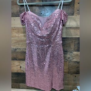 B. Darlin pink homecoming sequin dress.